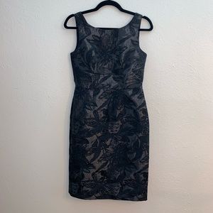 Banana Republic Black Metal Floral Cocktail Dress
